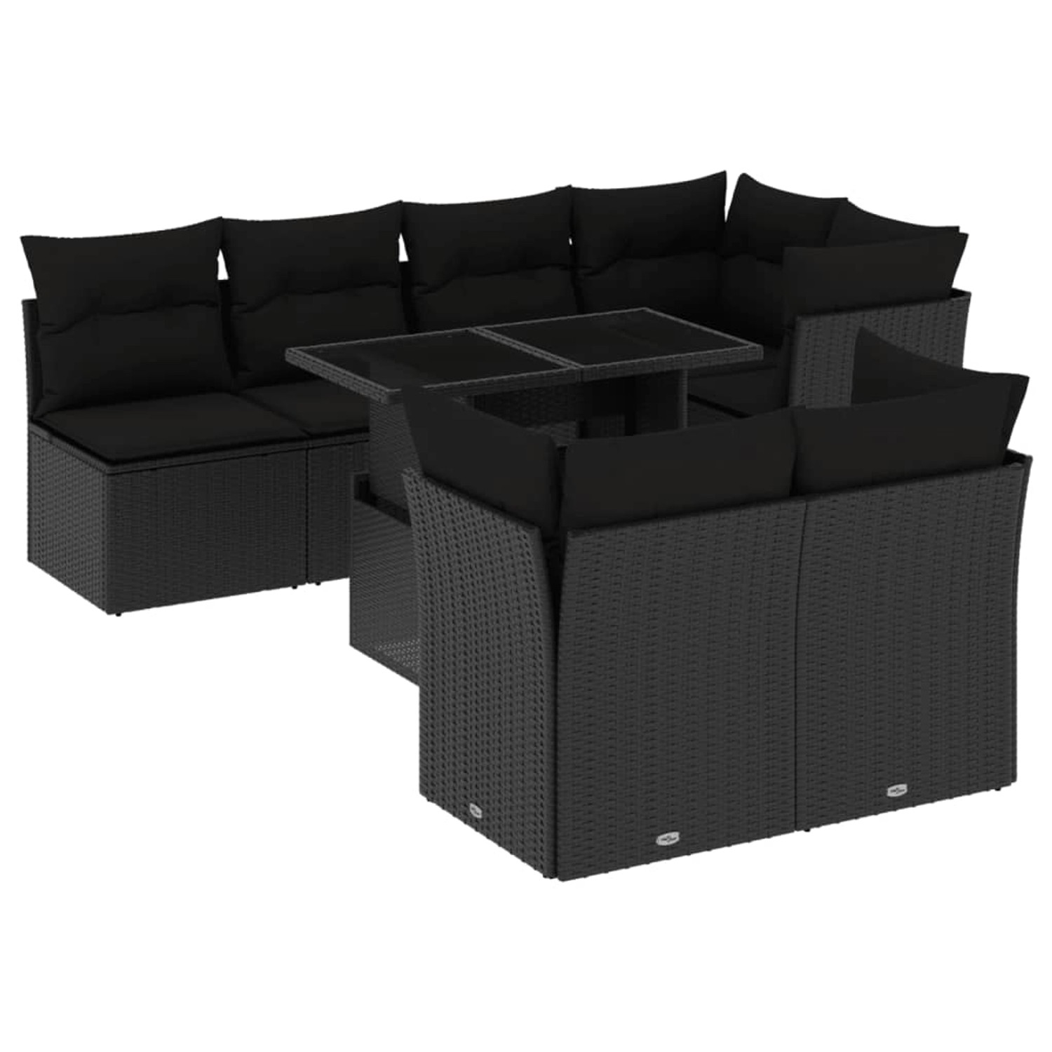 vidaXL 8-Tlg Garten-Sofagarnitur mit Kissen Schwarz Poly Rattan 3266405 günstig online kaufen