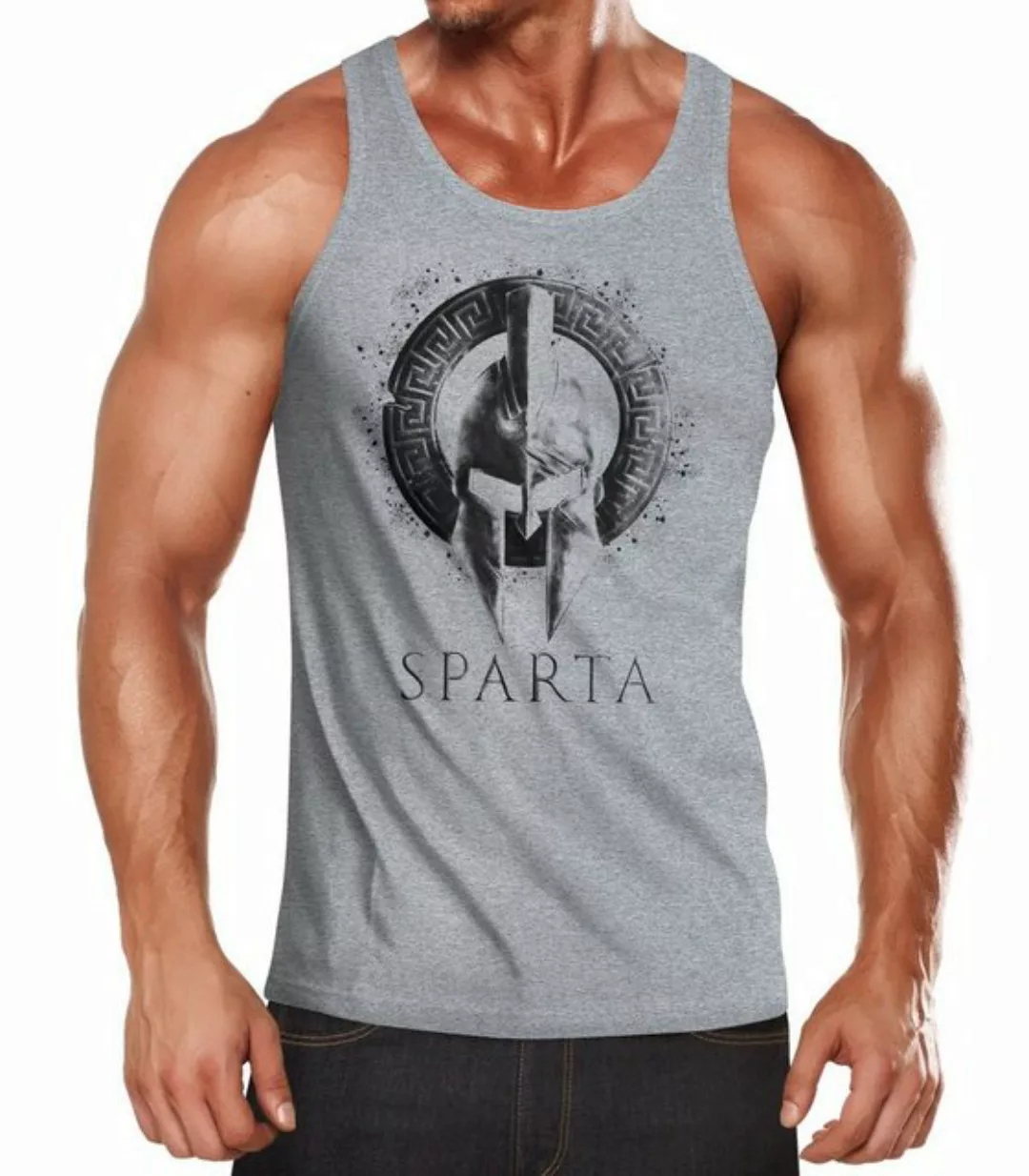 Neverless Tanktop Herren Tank-Top Aufdruck Sparta Helmet Krieger Warrior Sp günstig online kaufen