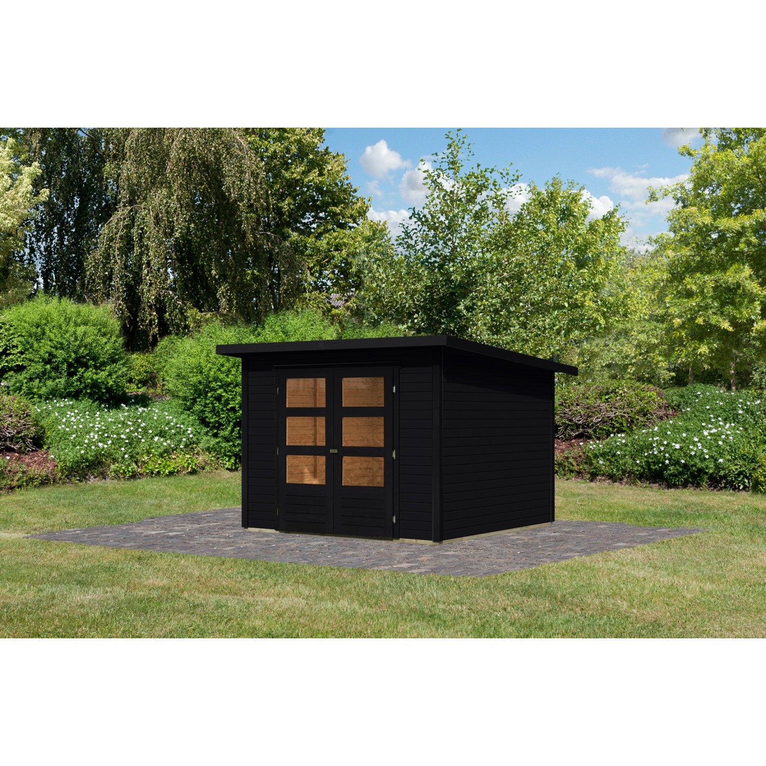 Karibu Gartenhaus Stockach 4 Schwarz 197 x 242 x 242 cm günstig online kaufen