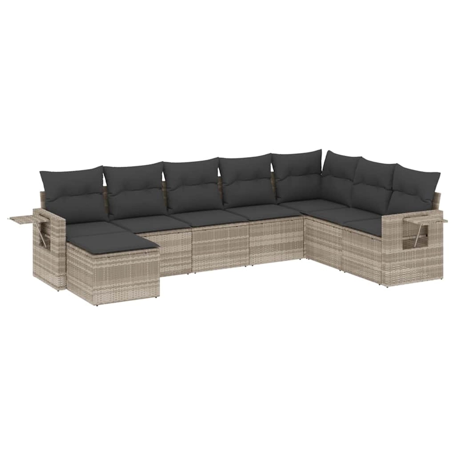 vidaXL 8-Tlg Garten-Sofagarnitur mit Kissen Hellgrau Poly Rattan 3252899 günstig online kaufen