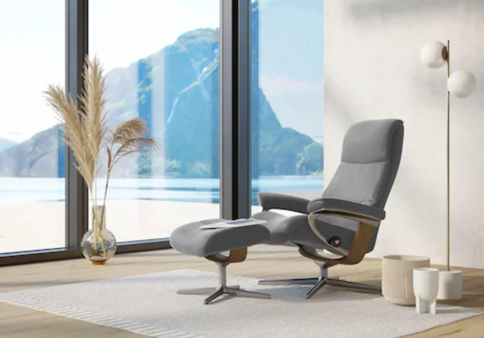 Stressless Fußhocker "View", mit Cross Base, Größe S, M & L, Holzakzent Eic günstig online kaufen