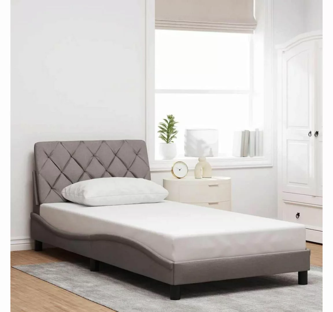 vidaXL Bett, Bettgestell ohne Matratze Taupe 100x200 cm Stoff günstig online kaufen