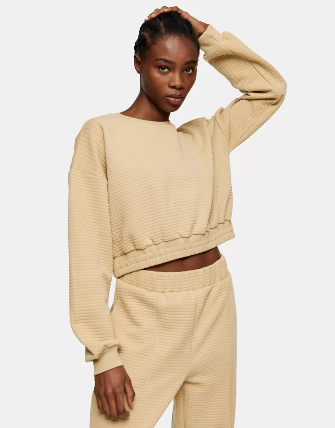Topshop – Kurz geschnittenes Sweatshirt in Camel-Braun günstig online kaufen