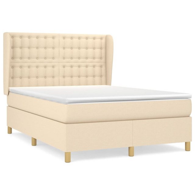 vidaXL Bettgestell Boxspringbett mit Matratze Creme 140x190 cm Stoff Bett B günstig online kaufen