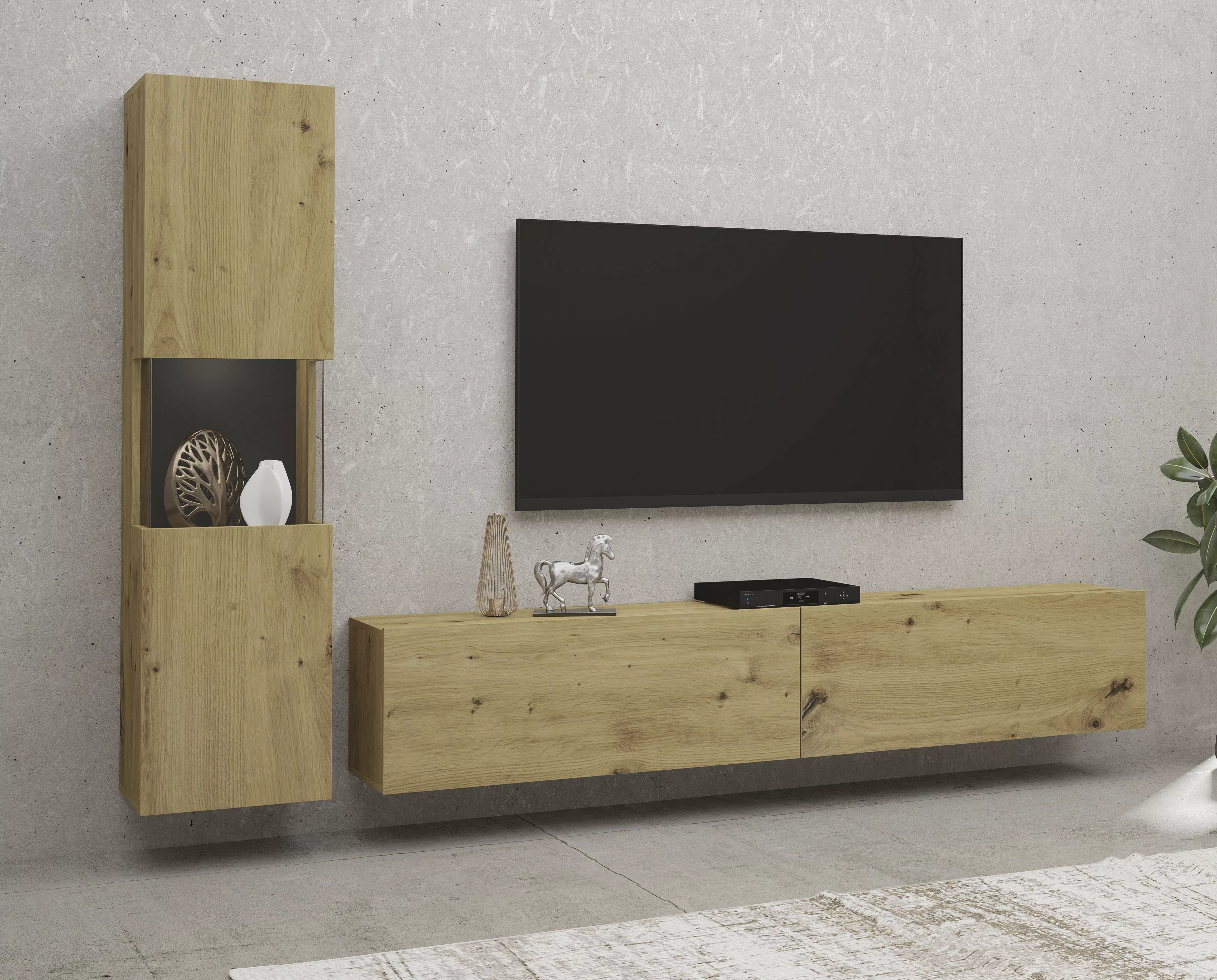 INOSIGN Wohnwand "Ava, Wohnzimmer-Set hängend/stehend montierbar, Vitrine, günstig online kaufen