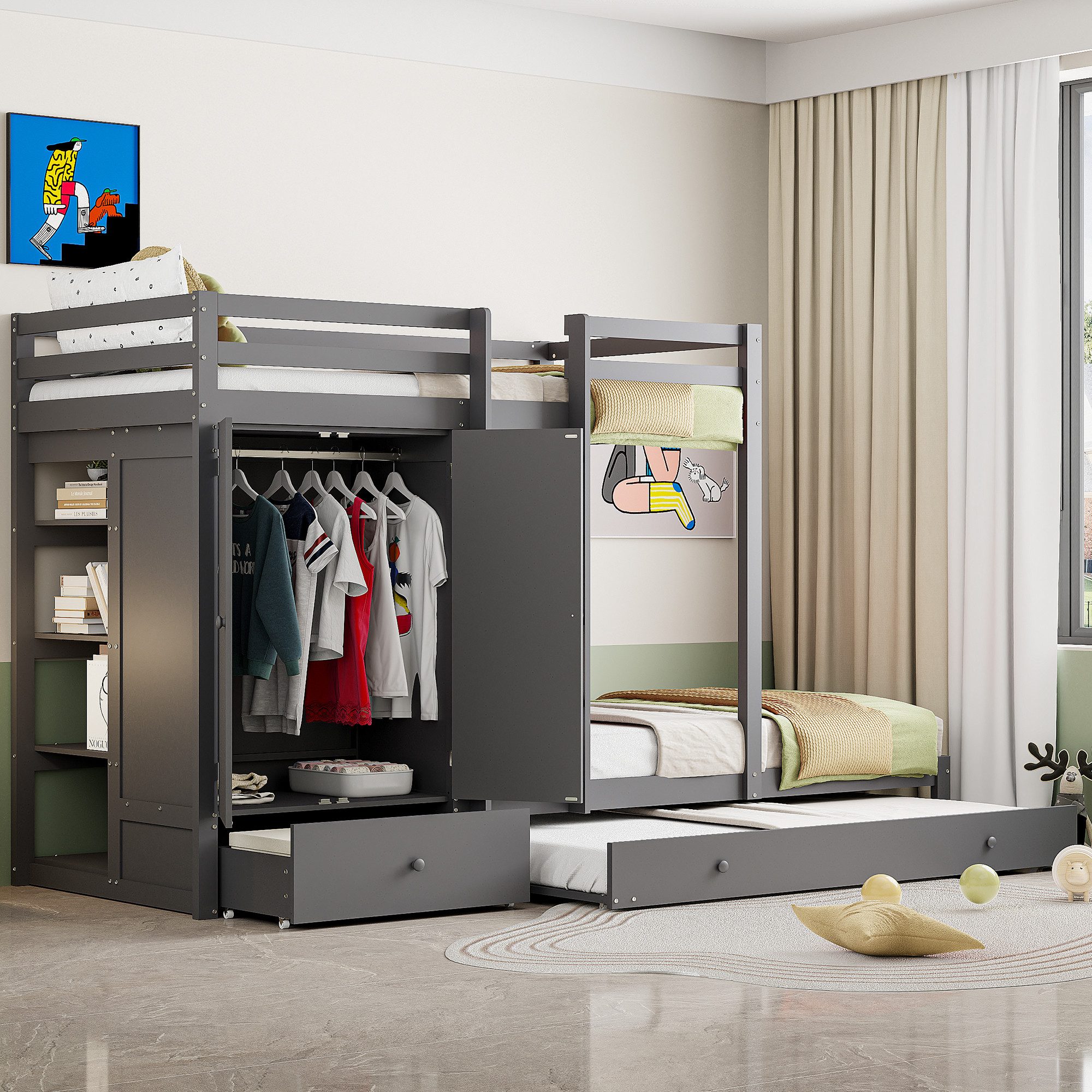 STILVORA Etagenbett 90×200 Kinderbett mit Matratze,Bettgestell günstig online kaufen