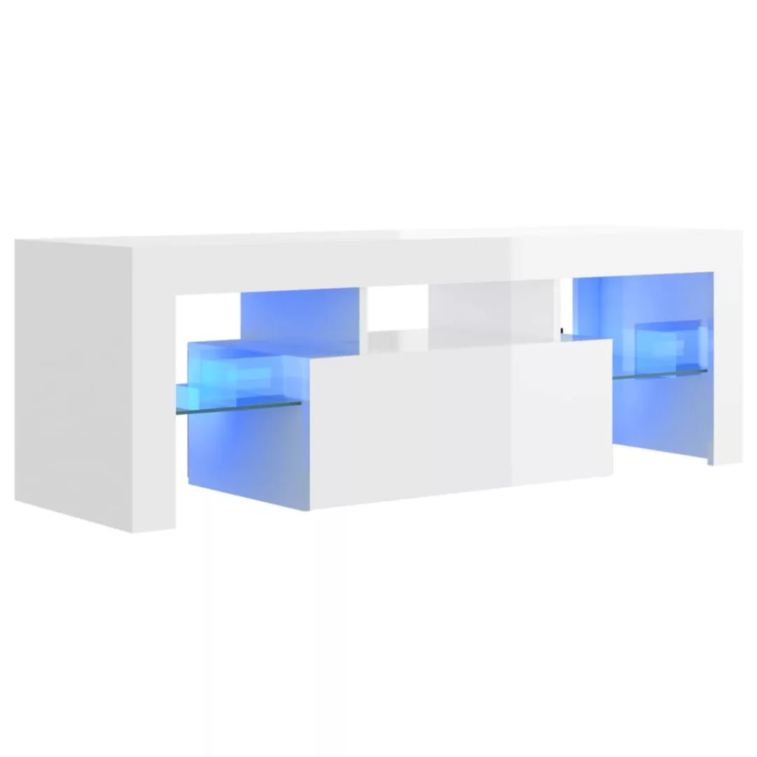 vidaXL TV-Schrank TV-Schrank mit LED-Leuchten Hochglanz-Weiß 120x35x40 cm L günstig online kaufen