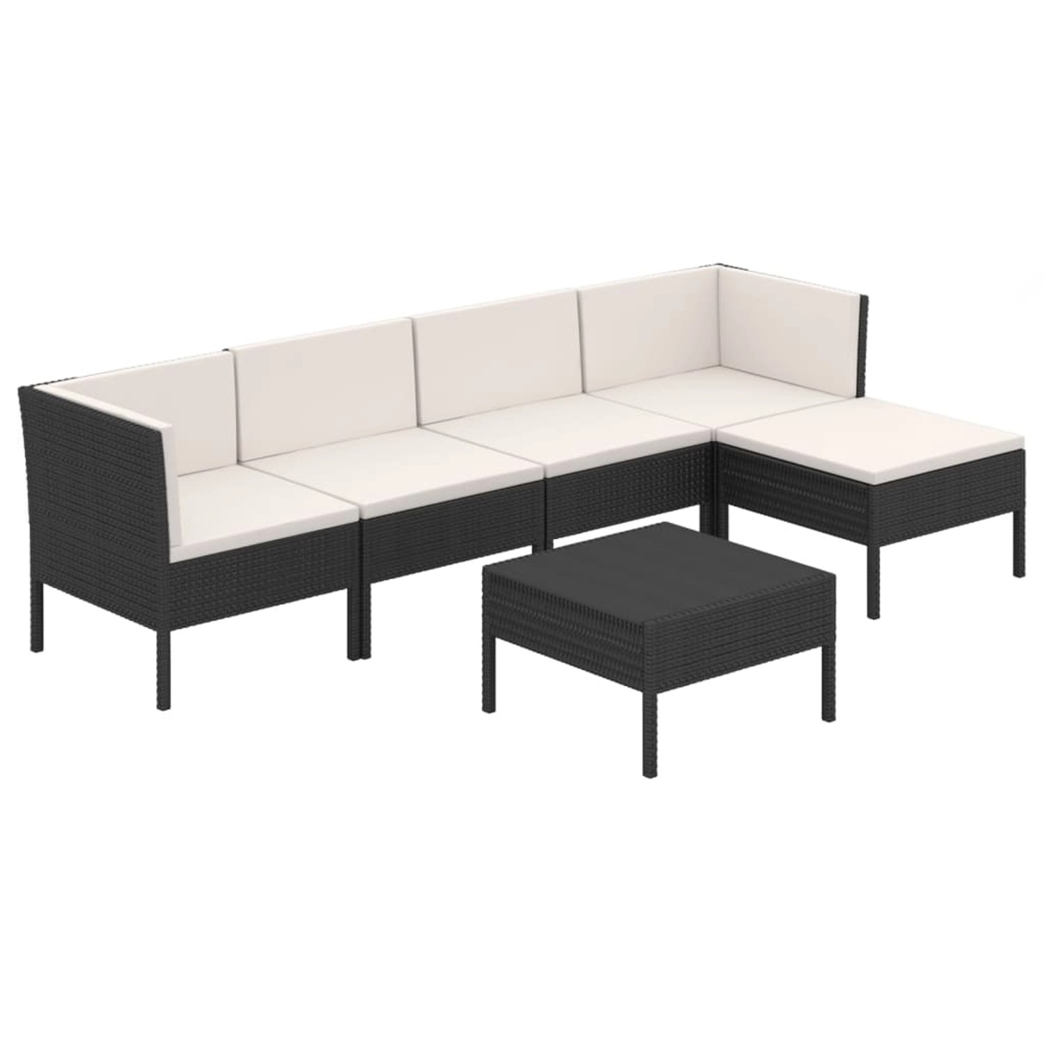 6-tlg. Garten-lounge-set Mit Auflagen Poly Rattan Schwarz günstig online kaufen