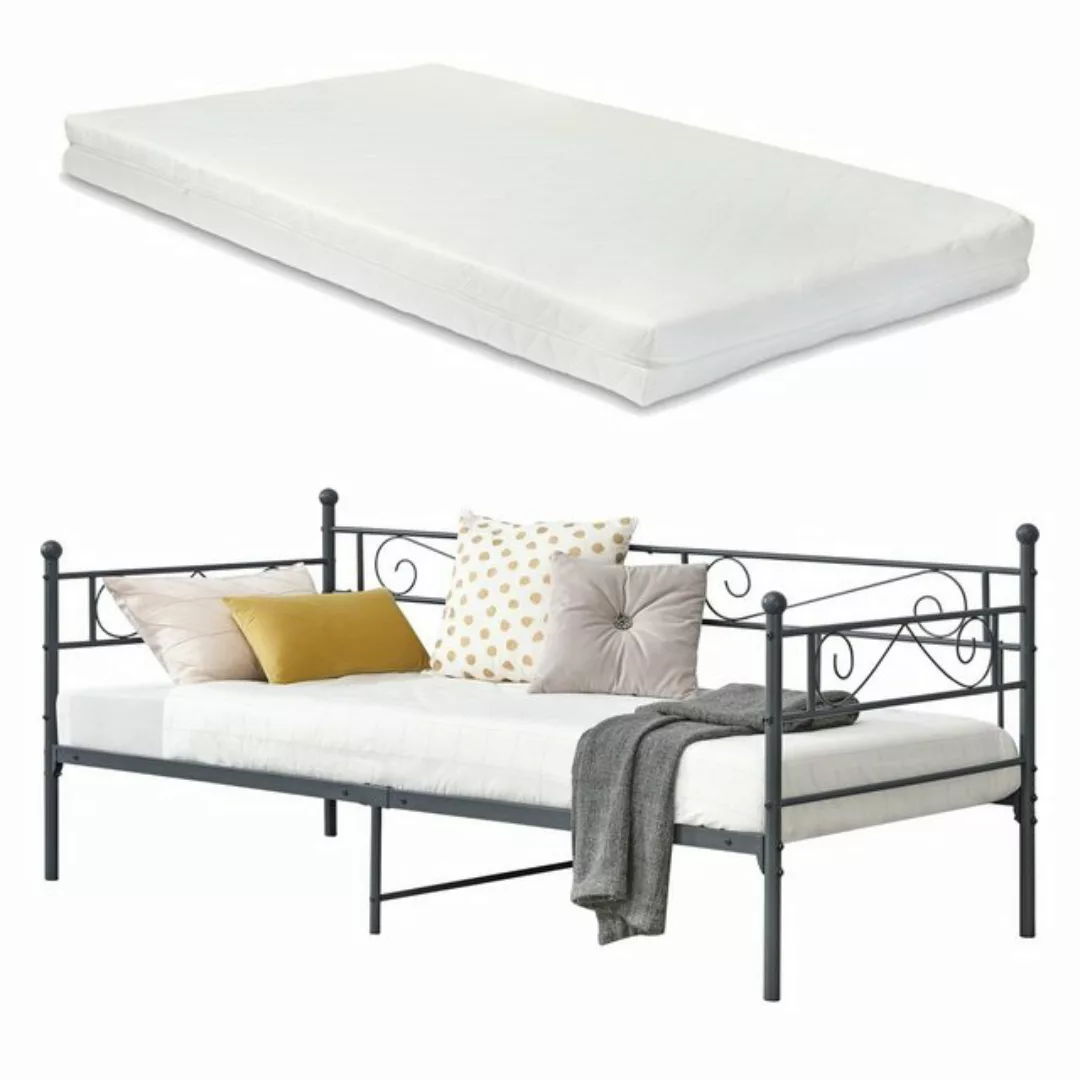 en.casa Metallbett, »Kerava« Einzelbett 90x200 cm mit Kaltschaummatratze Du günstig online kaufen