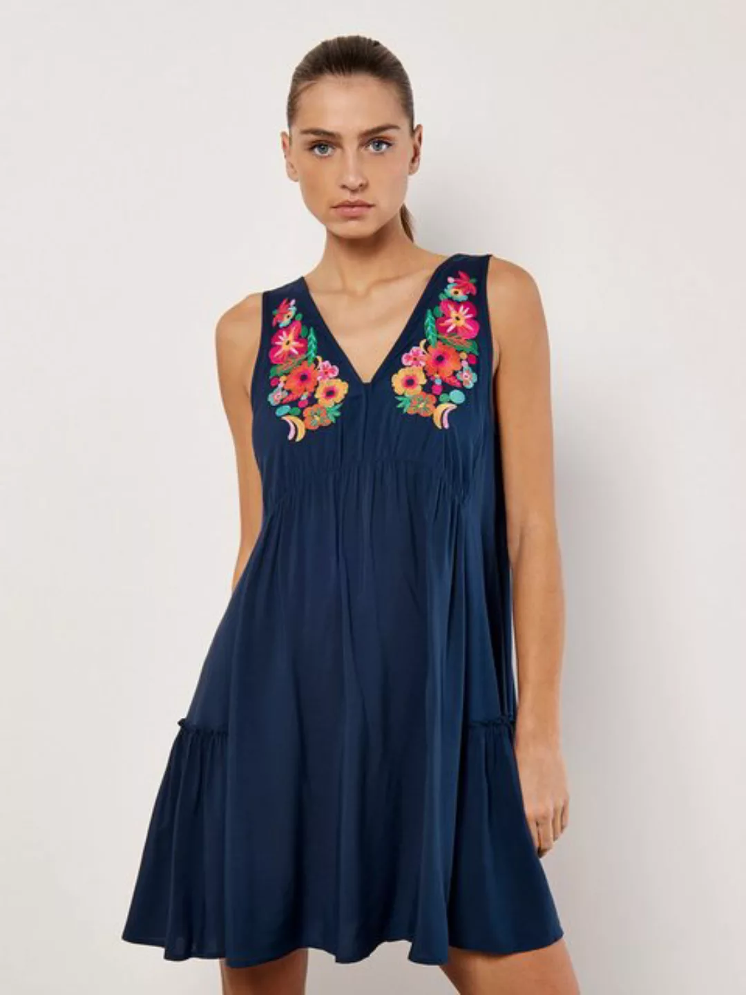 Apricot Minikleid Embroidered Bloom Swing Dress, mit Stickerei günstig online kaufen