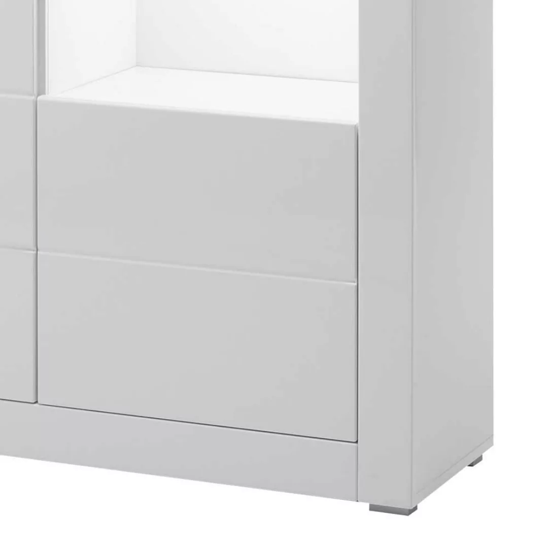 Wohnzimmervitrine in Weiß Hochglanz und Beton Grau 100 cm günstig online kaufen