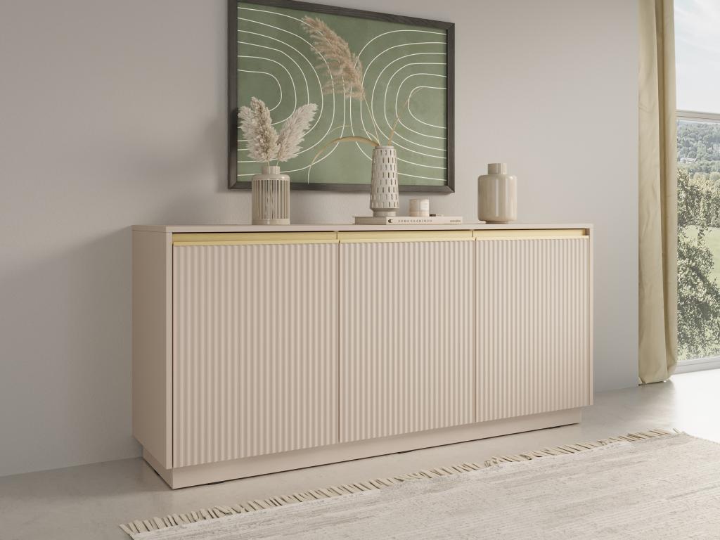 Sideboard mit 3 Türen - MDF - Beige & Goldfarben - POSINIA von Pascal Morab günstig online kaufen