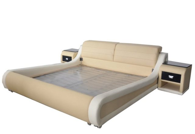 JVmoebel Bett Doppel Luxus Design Leder Bett Polster Betten Moderne Multifu günstig online kaufen