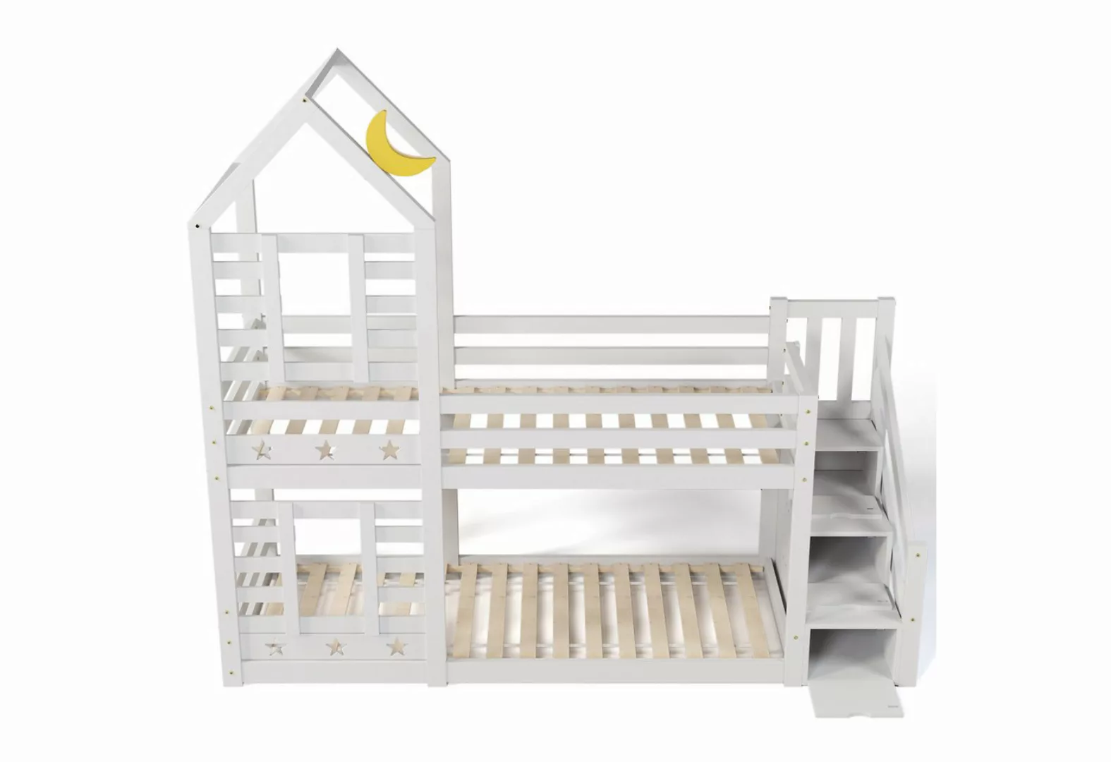 OKWISH Etagenbett Kinderbett (Hausbett mit Stauraum unter der Treppe 90x200 günstig online kaufen