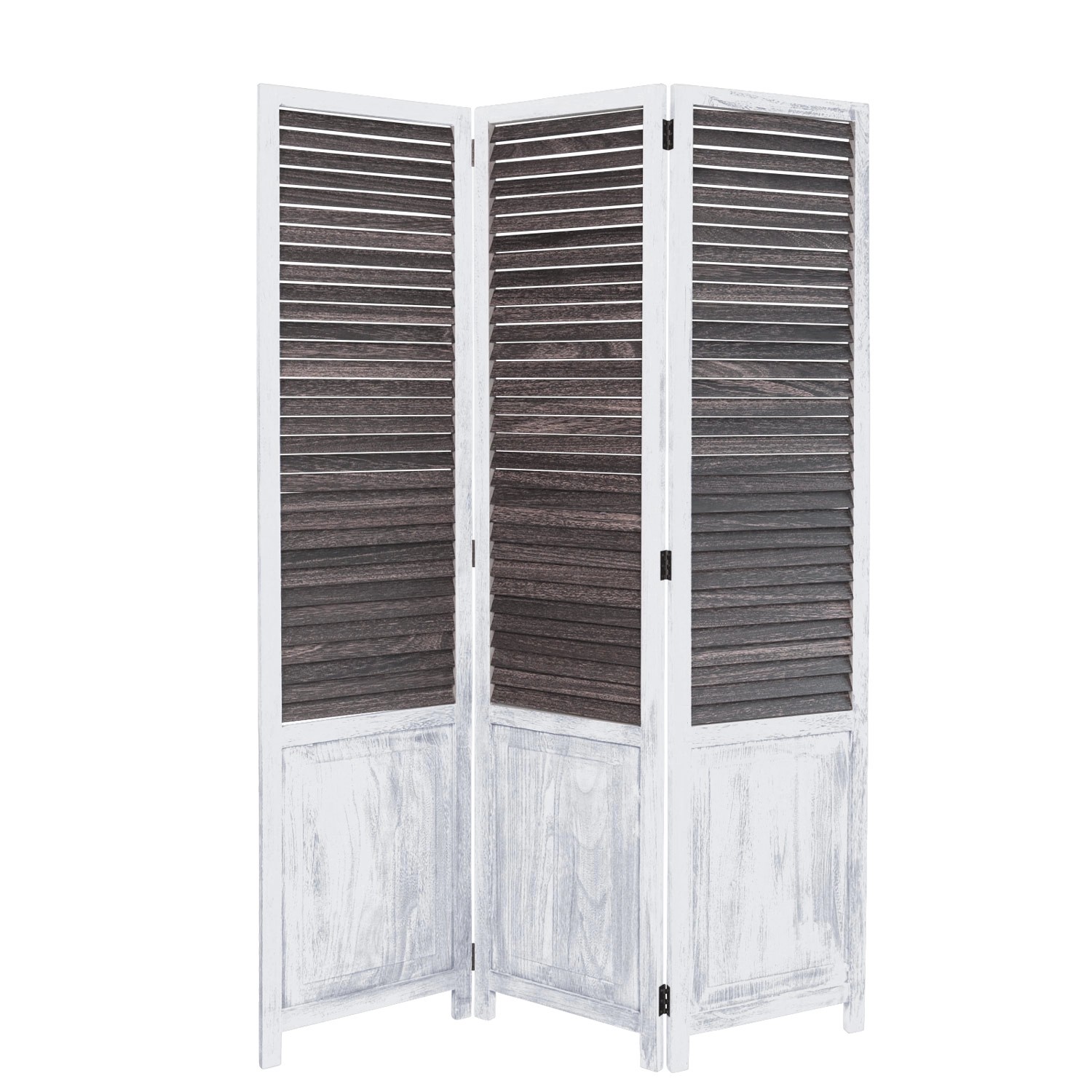 Homestyle4u 3-tlg. Paravent in Weiß mit Schwarz 120x170 cm 1365 günstig online kaufen