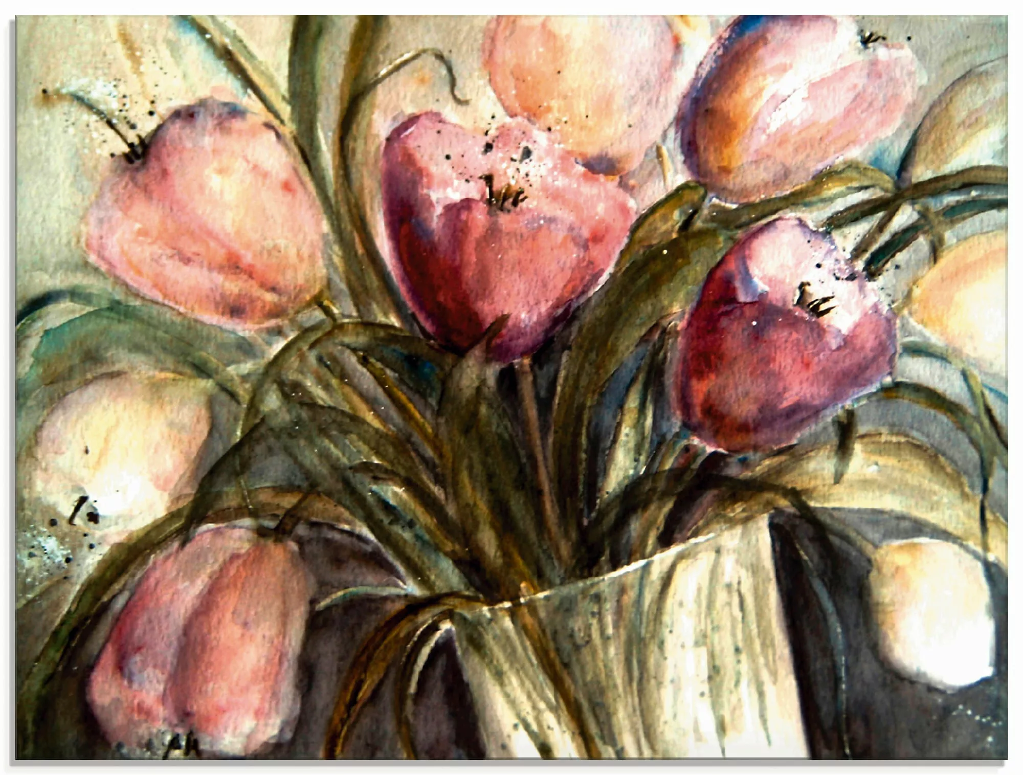 Artland Glasbild "Lila Tulpen in Vase", Blumen, (1 St.), in verschiedenen G günstig online kaufen