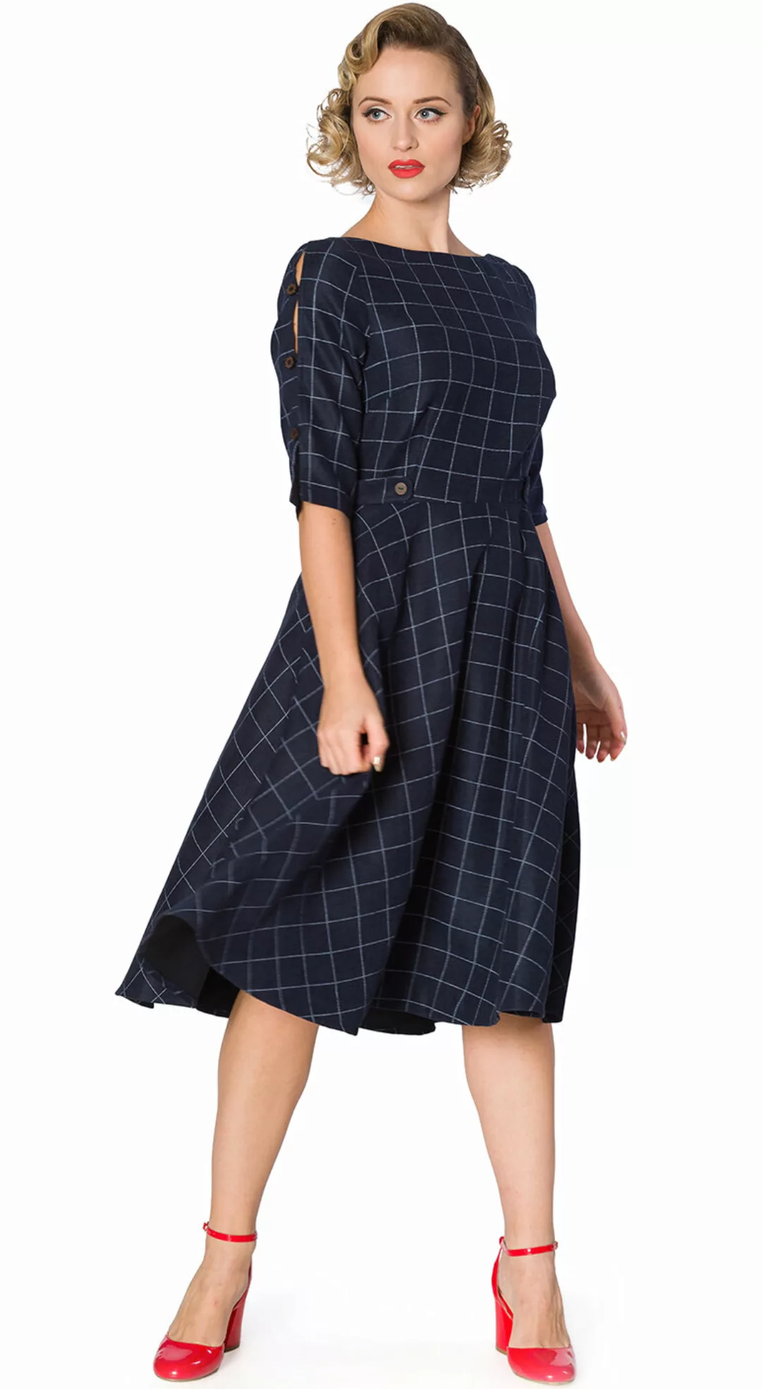 Cheeky Check Kleid Navy günstig online kaufen