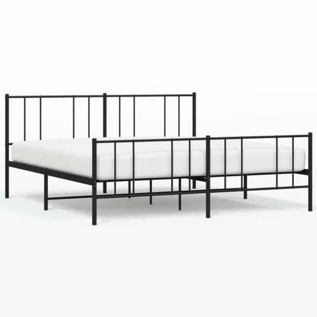furnicato Bett Bettgestell mit Kopf- und Fußteil Metall Schwarz 183x213 cm günstig online kaufen