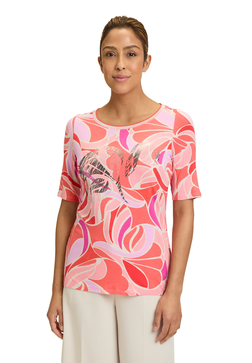 Betty Barclay Kurzarmshirt "Betty Barclay Damen Printshirt mit Schmuckstein günstig online kaufen