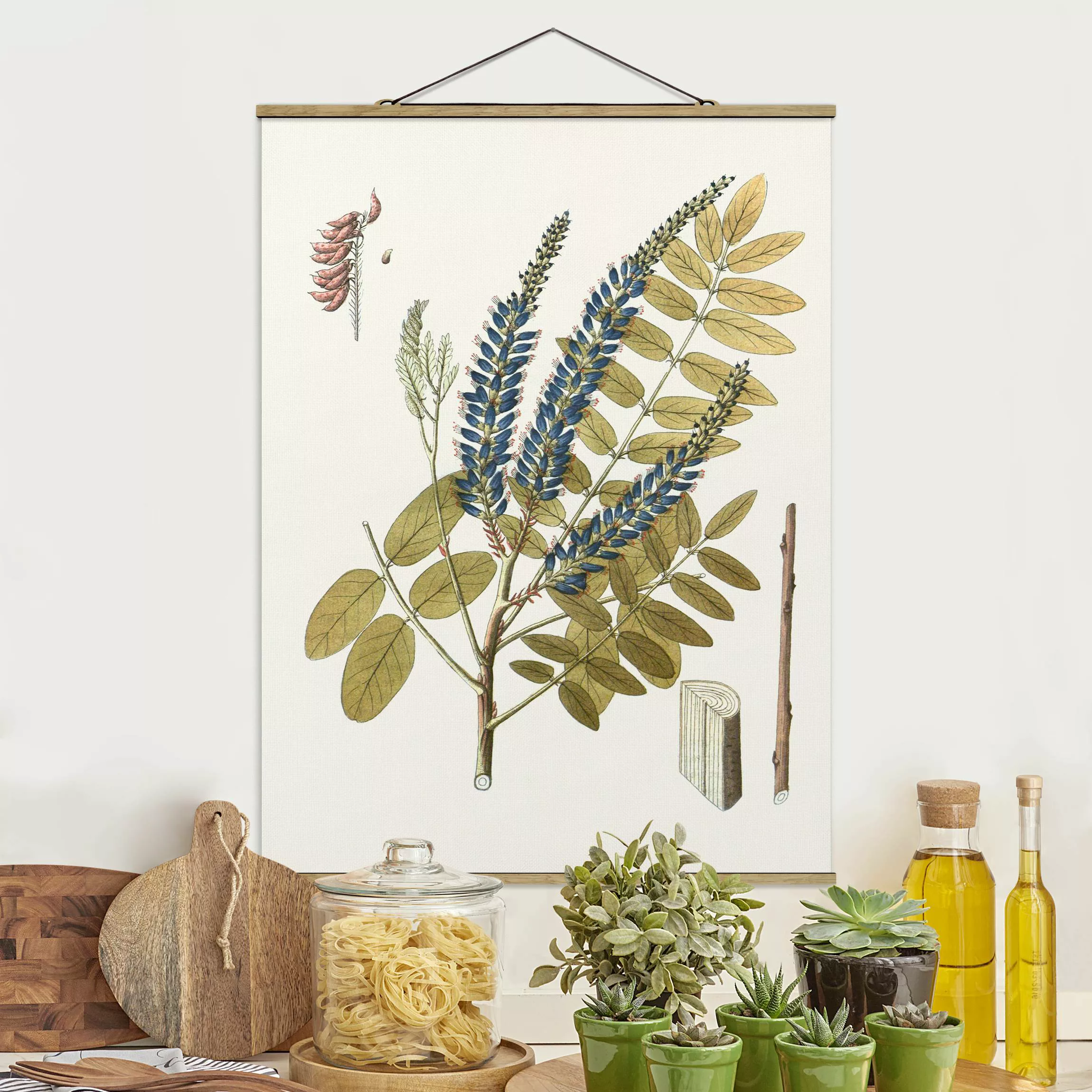 Stoffbild Blumen mit Posterleisten - Hochformat Wildkräuter Schautafel II günstig online kaufen