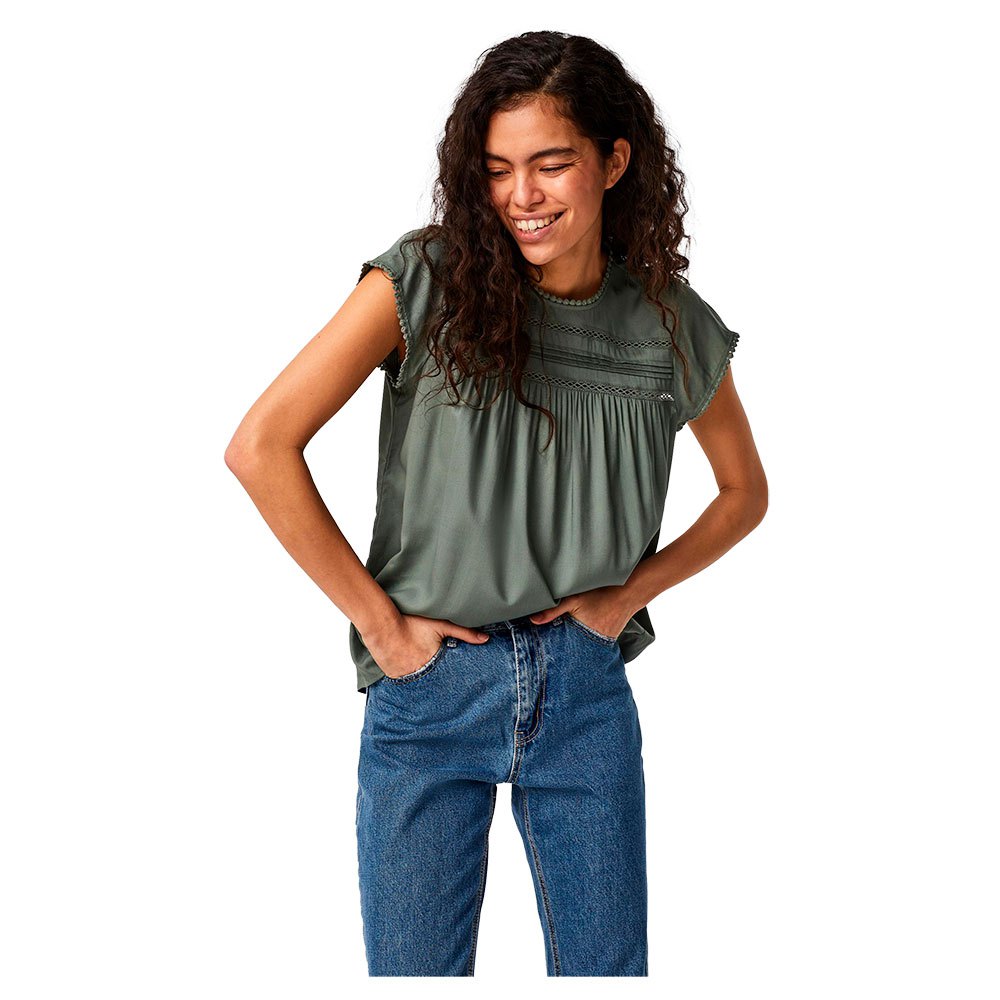 Vero Moda Debbie Pleat Kurzärmeliges T-shirt L Laurel Wreath günstig online kaufen