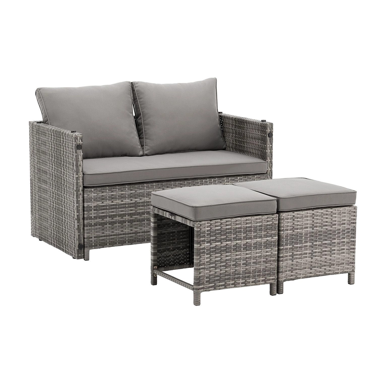 Juskys Gartenlounge-Set Jamaika, 2in1 Polyrattan Set, günstig online kaufen