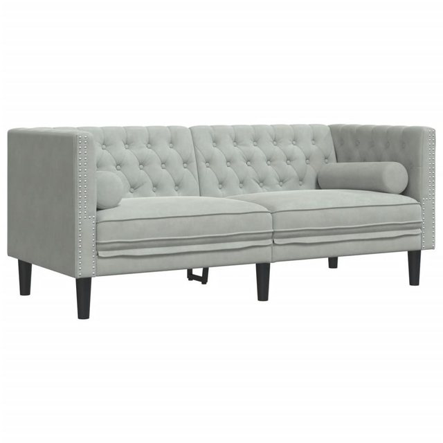 vidaXL Sofa Chesterfield-Sofa mit Nackenrollen 2-Sitzer Hellgrau Samt günstig online kaufen