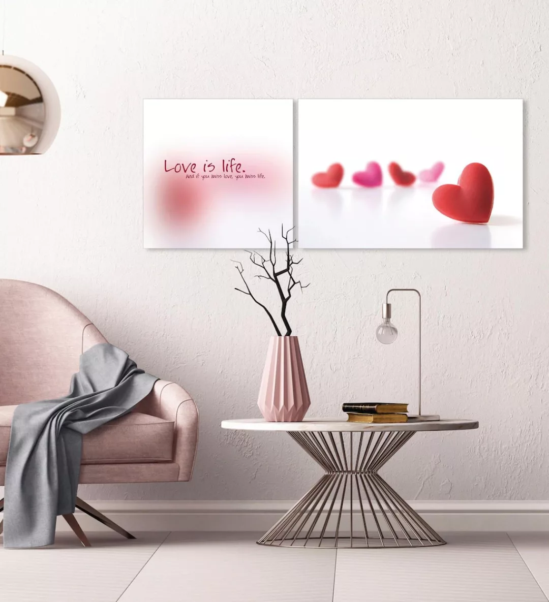 queence Leinwandbild »Love is Life«, (Set), 2er-Set günstig online kaufen