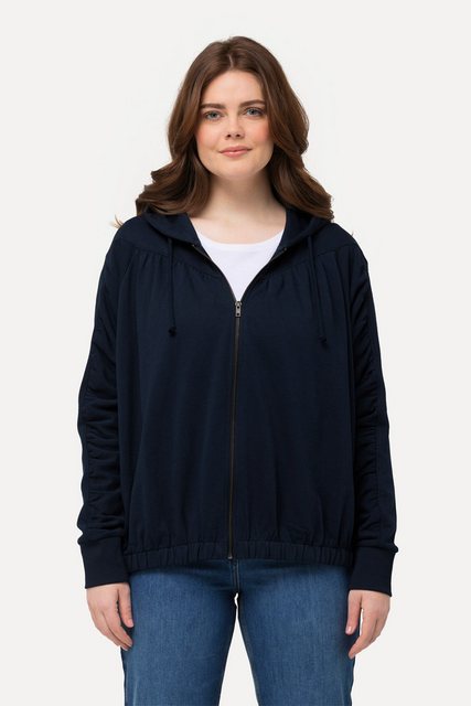 Ulla Popken Sweatjacke Hoodie-Jacke gekräuselte Quernaht Kapuze günstig online kaufen