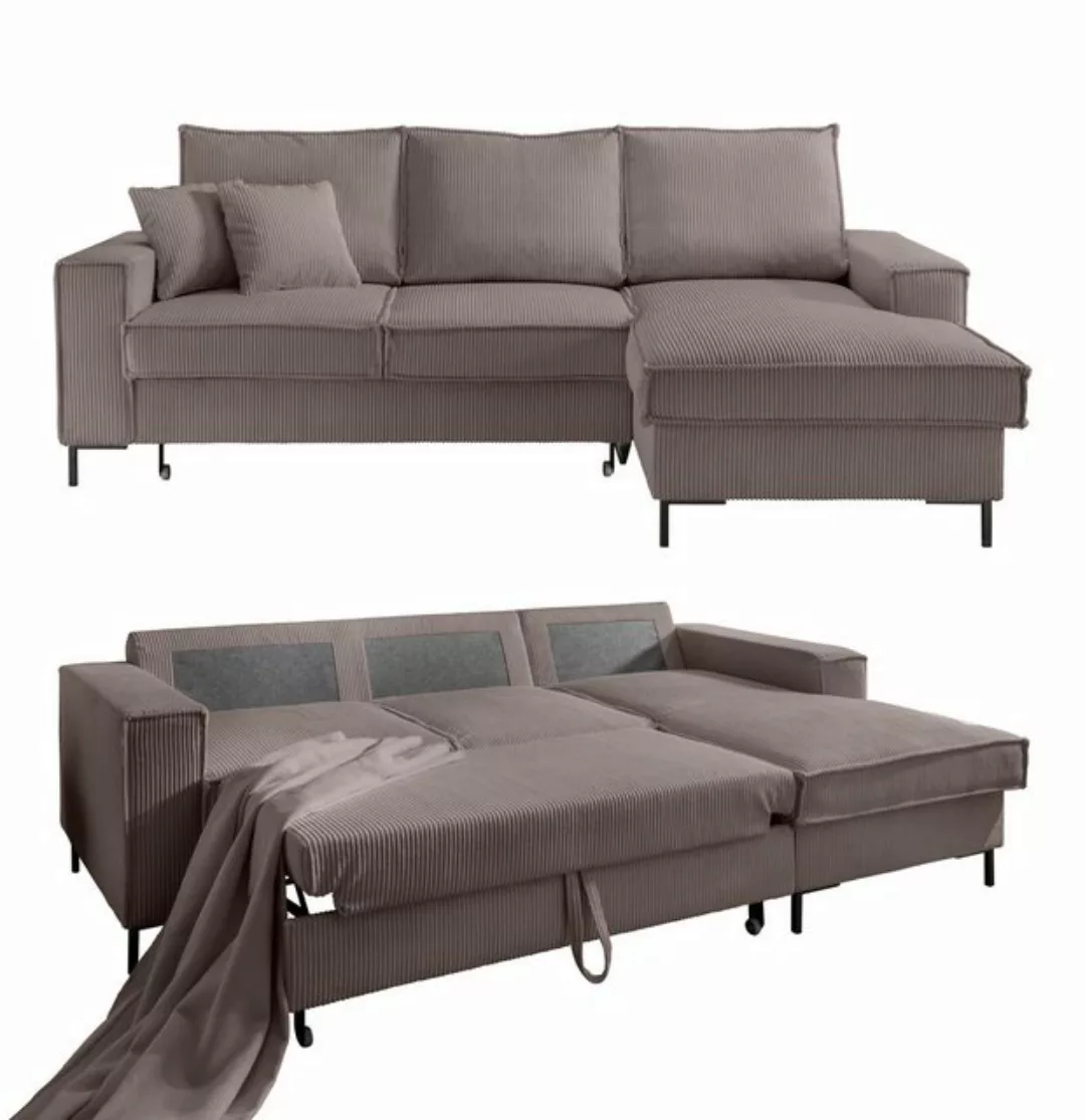 luma-home Ecksofa 17222, mit Bettfunktion und Bettkasten 240x150 cm, Wellen günstig online kaufen