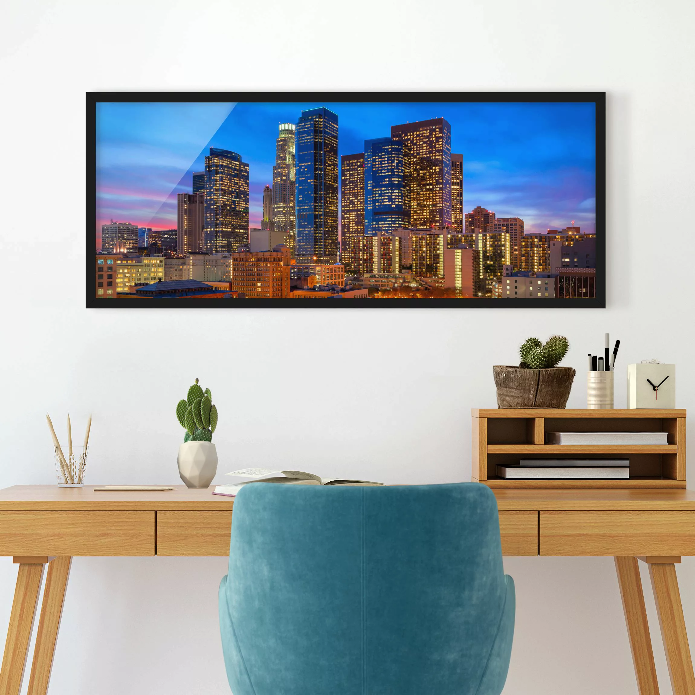 Bild mit Rahmen - Panorama Downtown of Los Angeles günstig online kaufen