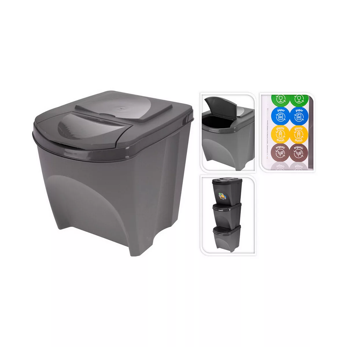 Recycling Papierkorb Sortibox Schwarz (3 X 25 L) günstig online kaufen