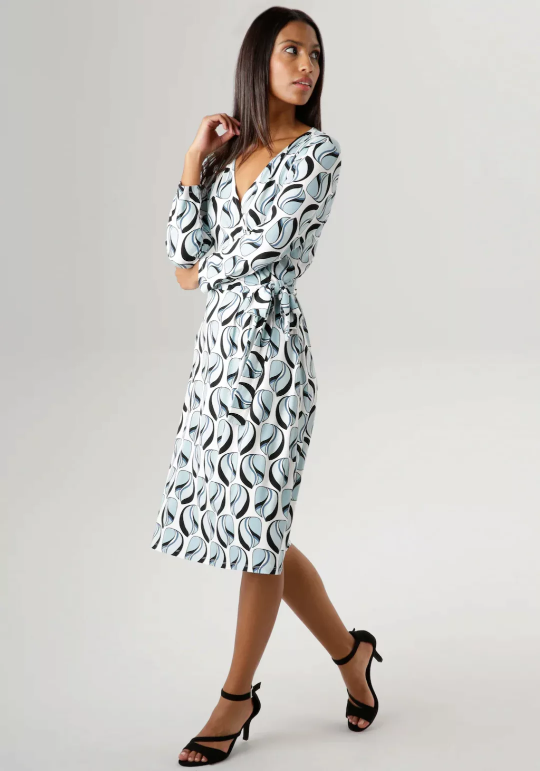 Aniston SELECTED Jerseykleid, mit Bindedetail und V-Ausschnitt in Wickelopt günstig online kaufen