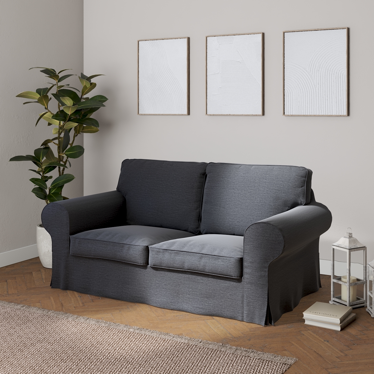 Bezug für Ektorp 2-Sitzer Sofa nicht ausklappbar, stahlgrau, Sofabezug für günstig online kaufen
