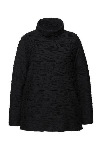 Ulla Popken Longsleeve Shirt Wellen-Design Cupromix Rollkragen Langarm günstig online kaufen