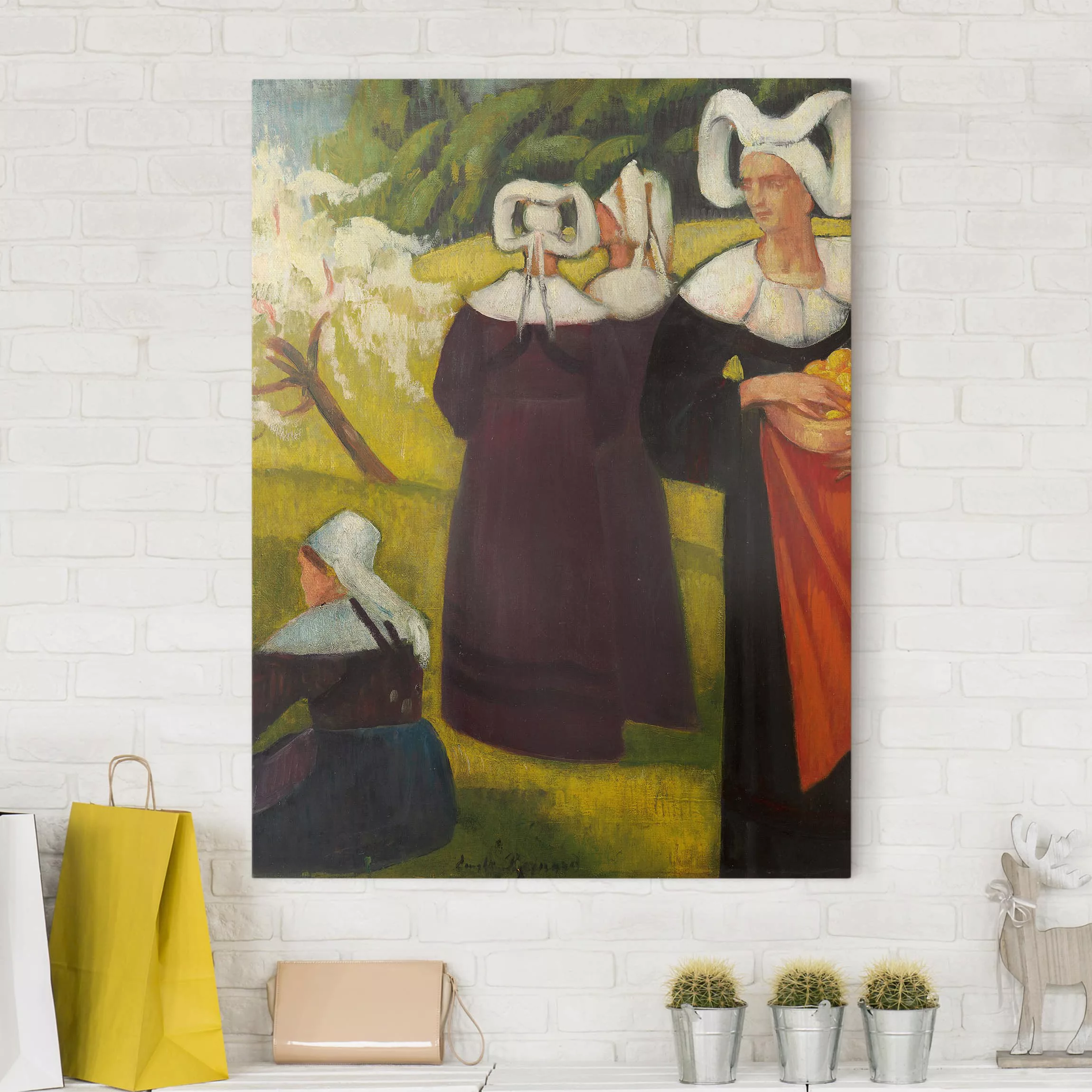 Leinwandbild - Hochformat Emile Bernard - Apfelpflückerinnen in Pont-Aven günstig online kaufen