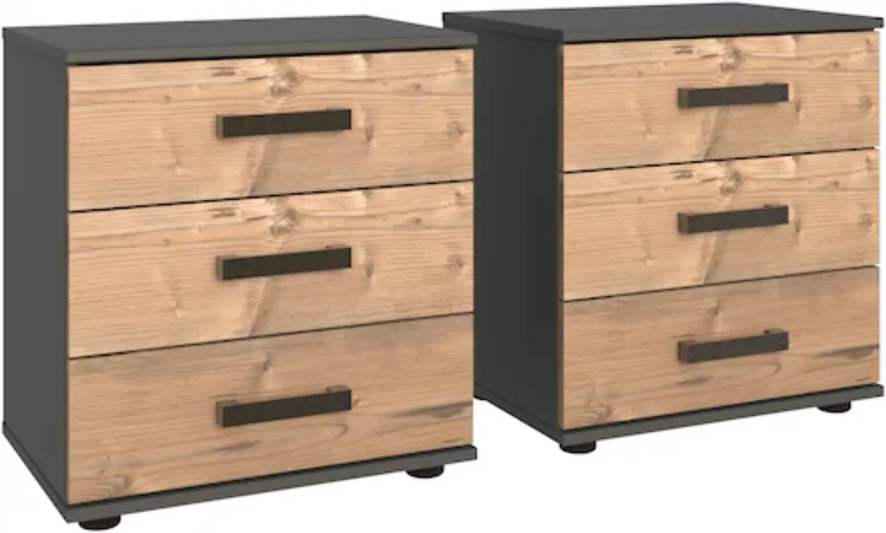 Nachtschrank-Set mit je 3 Schubladen STOCKHOLM von Wimex Silver FIR NB / Gr günstig online kaufen