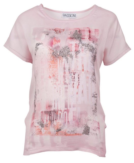 Passioni Print-Shirt T-Shirt mit rosa Print bedruckt günstig online kaufen