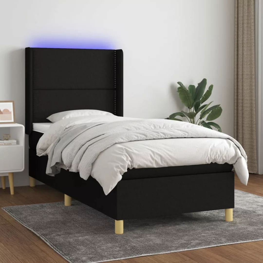 vidaXL Boxspringbett Boxspringbett mit Matratze LED Schwarz 80x200 cm Stoff günstig online kaufen