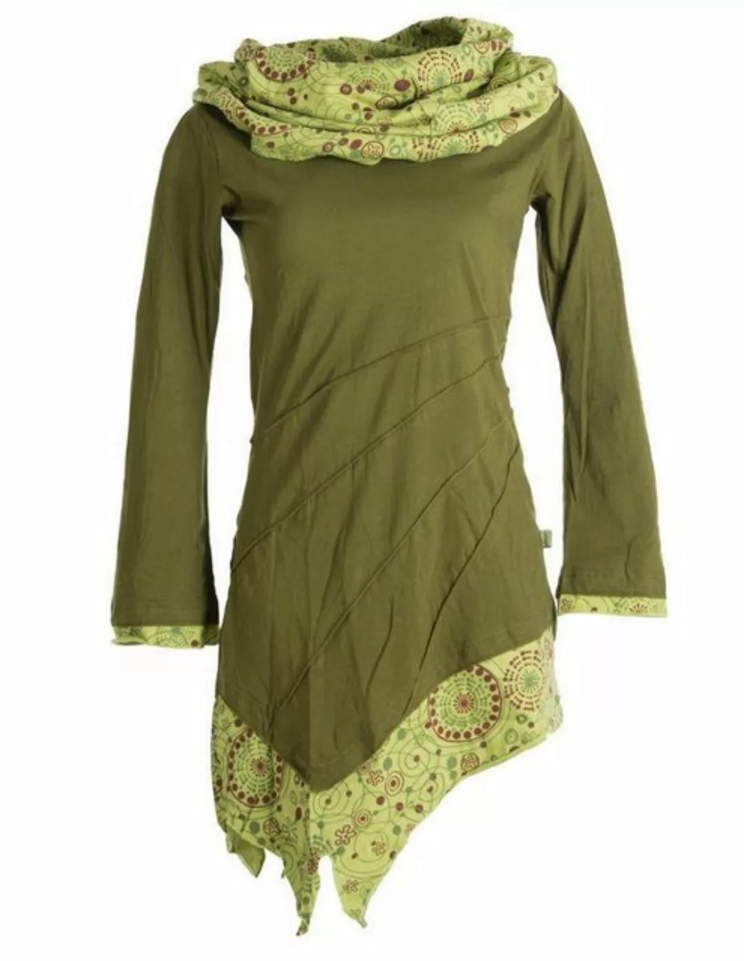 Vishes Jerseykleid Asymmetrisches Kleid aus Baumwolle mit Schalkragen Ethno günstig online kaufen