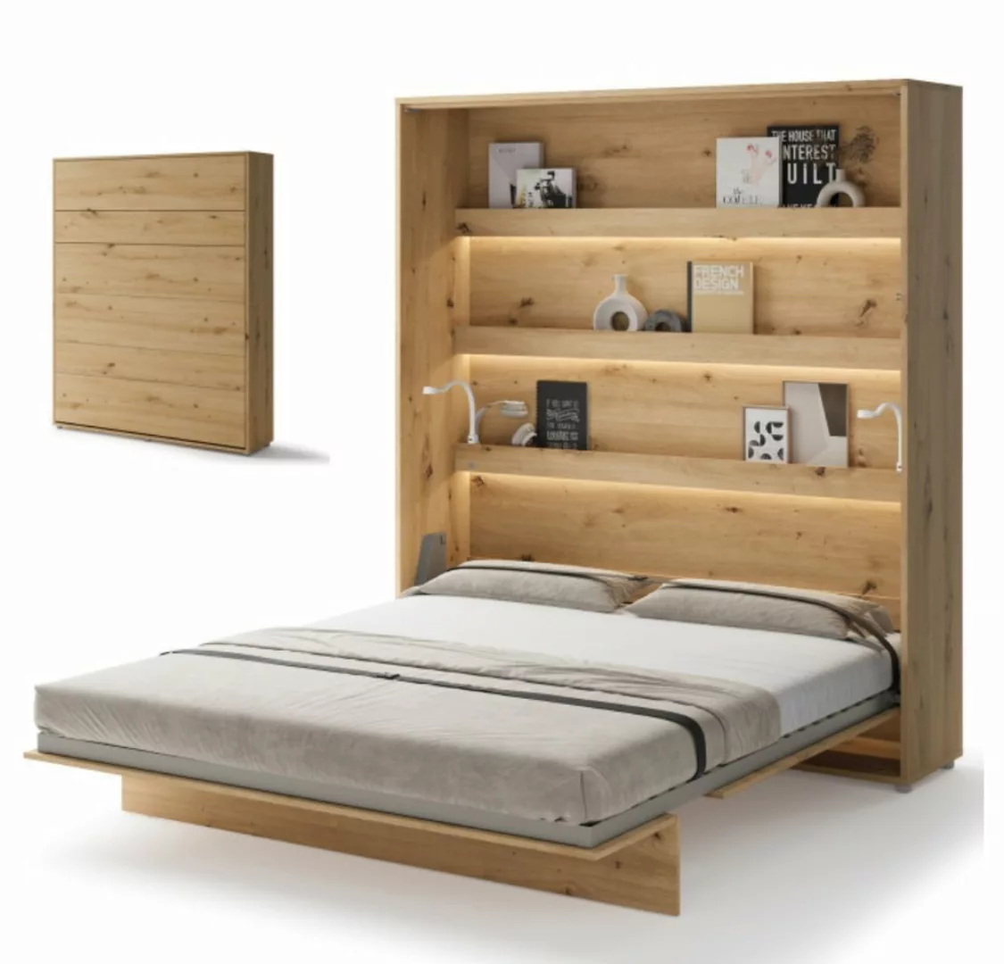 yourhouse24 Schrankbett Bed Concept Vertikal Gästebett Eiche Artisan 90/120 günstig online kaufen