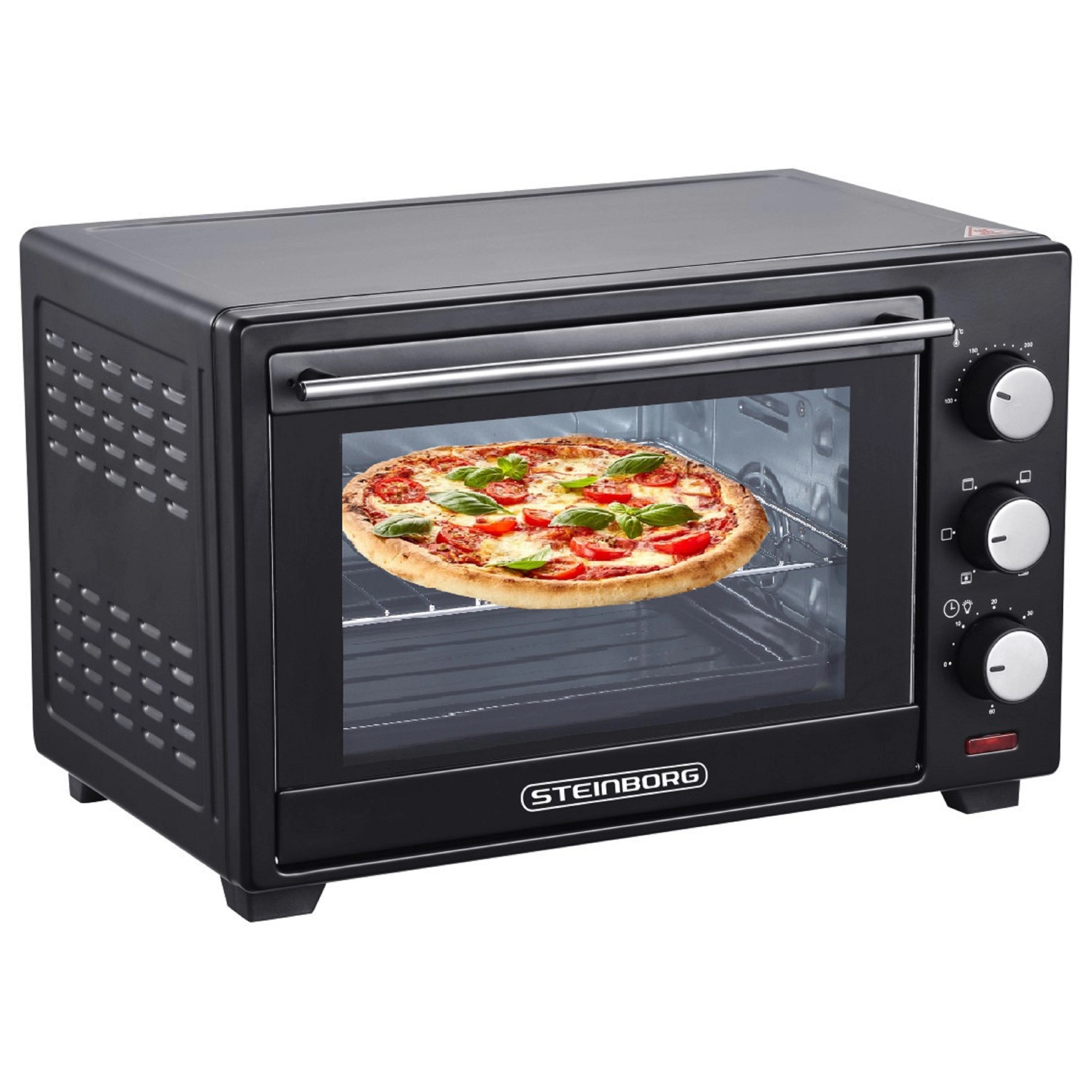 Steinborg SB-3002 Minibackofen mit Umluft 25 Liter 1600 Watt Schwarz günstig online kaufen