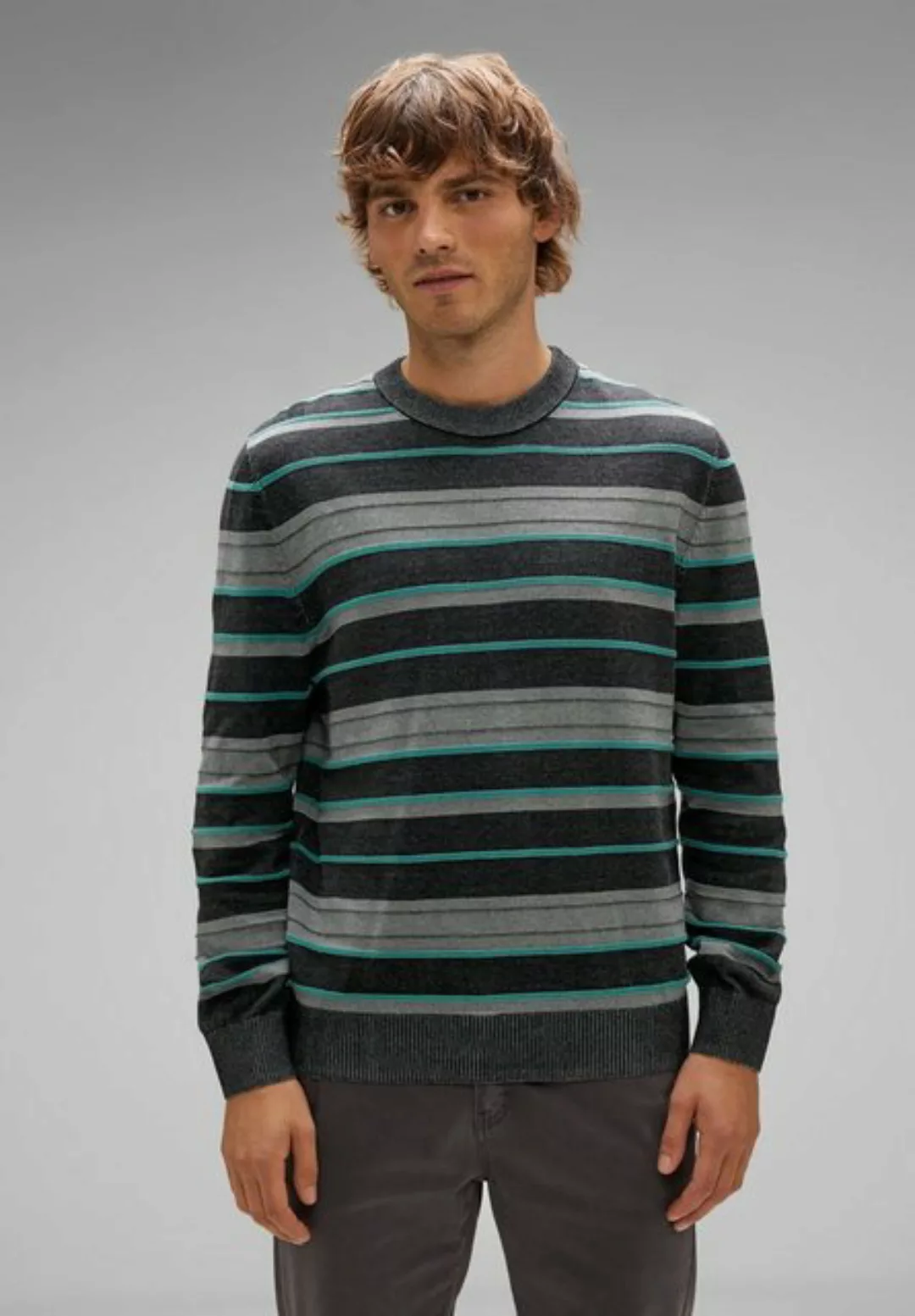 STREET ONE MEN Strickpullover, mit Rippstrickdetails günstig online kaufen