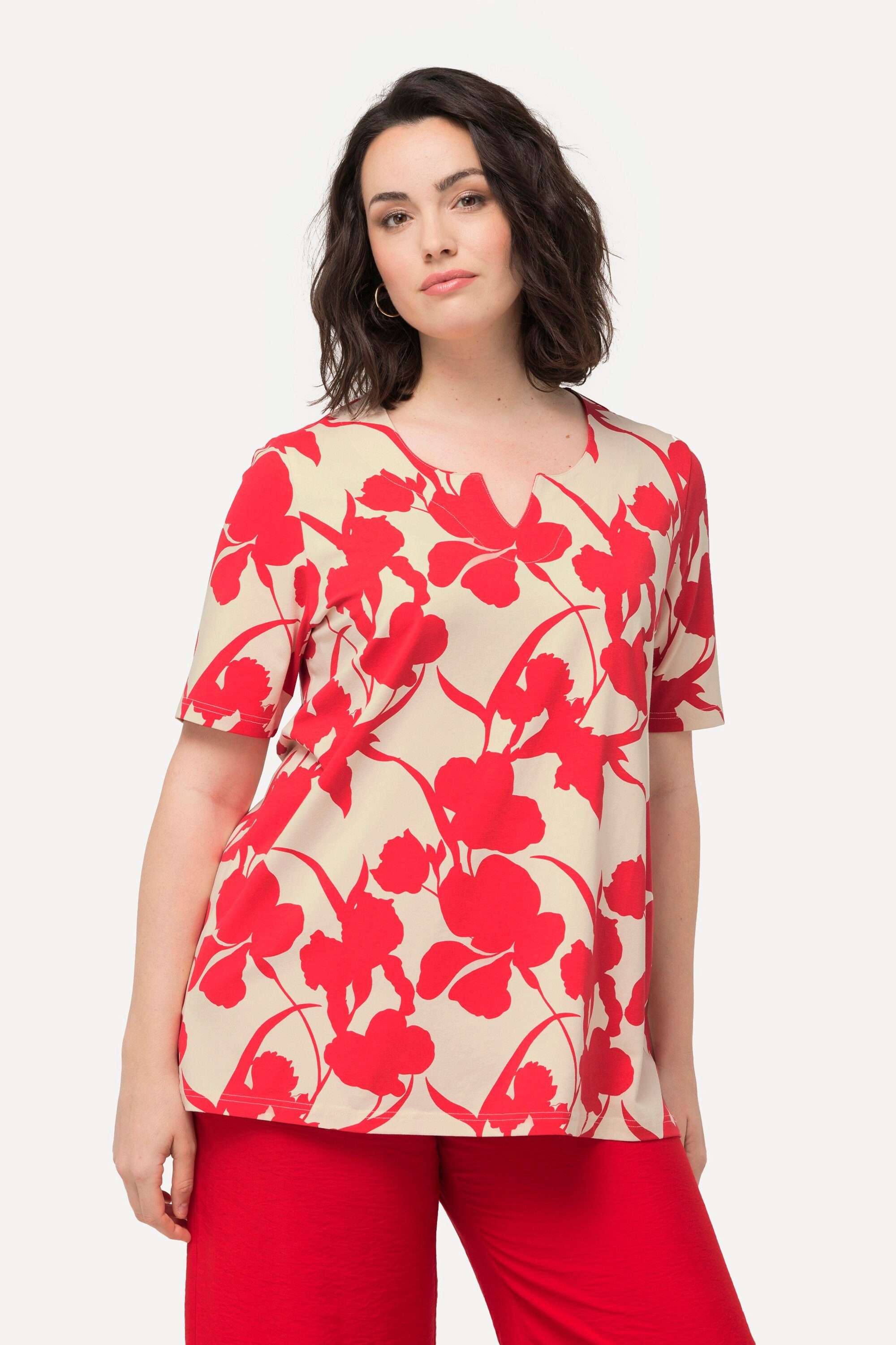 Ulla Popken T-Shirt Tunika-Shirt Blüten A-Linie günstig online kaufen