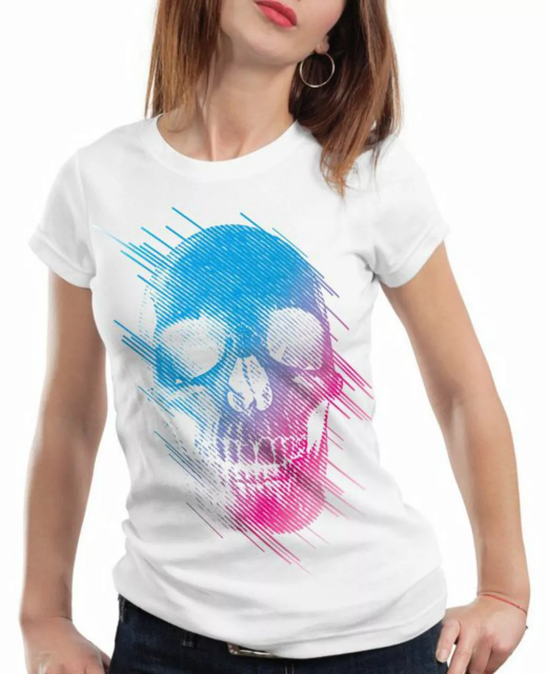 style3 T-Shirt Neon Skull totenkopf schädel rocker hipster tattoo festival günstig online kaufen