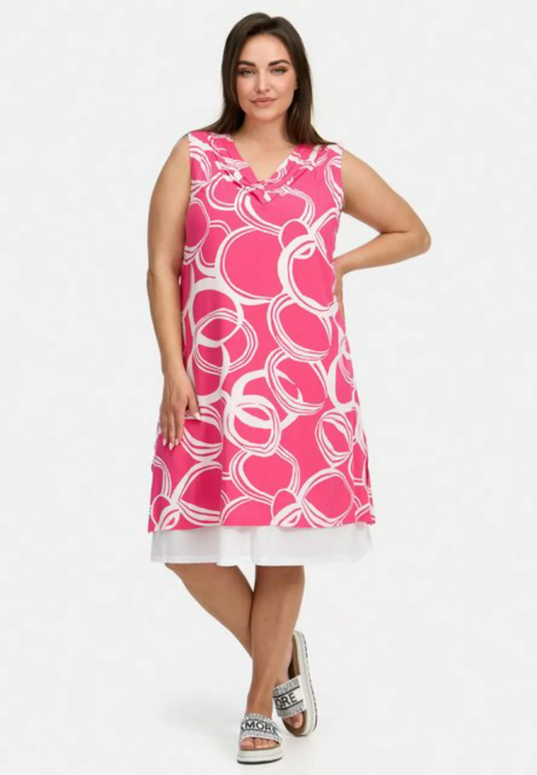 Kekoo A-Linien-Kleid Knielanges Kleid mit Unterstoff aus Baumwollviskose 'V günstig online kaufen