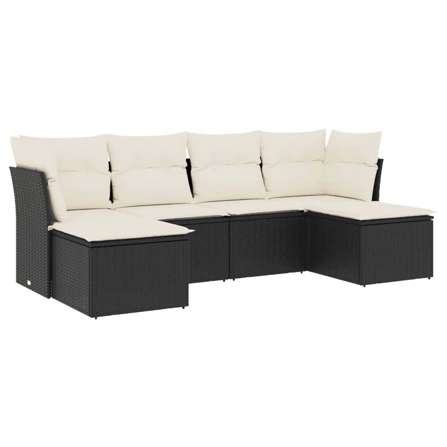 vidaXL 6-Tlg Garten-Sofagarnitur mit Kissen Schwarz Poly Rattan 3218006 günstig online kaufen