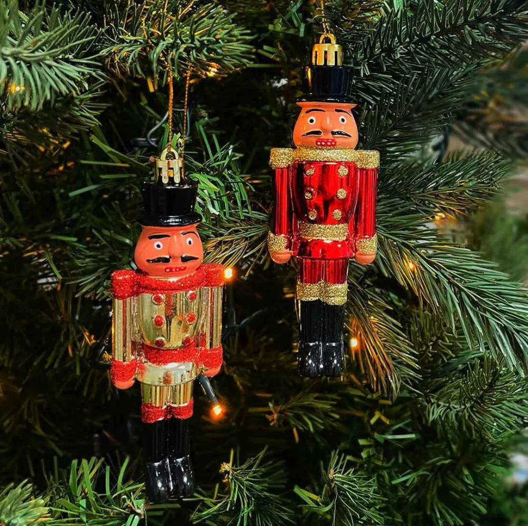 Christbaumschmuck Nußknacker 2 Stück Nussknacker Husar Rot Gold Weihnachten günstig online kaufen