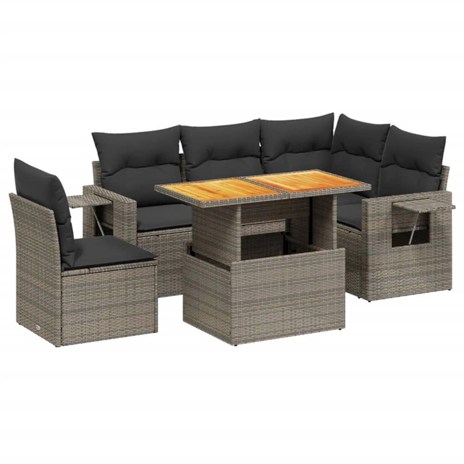 vidaXL 6-Tlg Garten-Sofagarnitur mit Kissen Grau Poly Rattan 3271760 günstig online kaufen