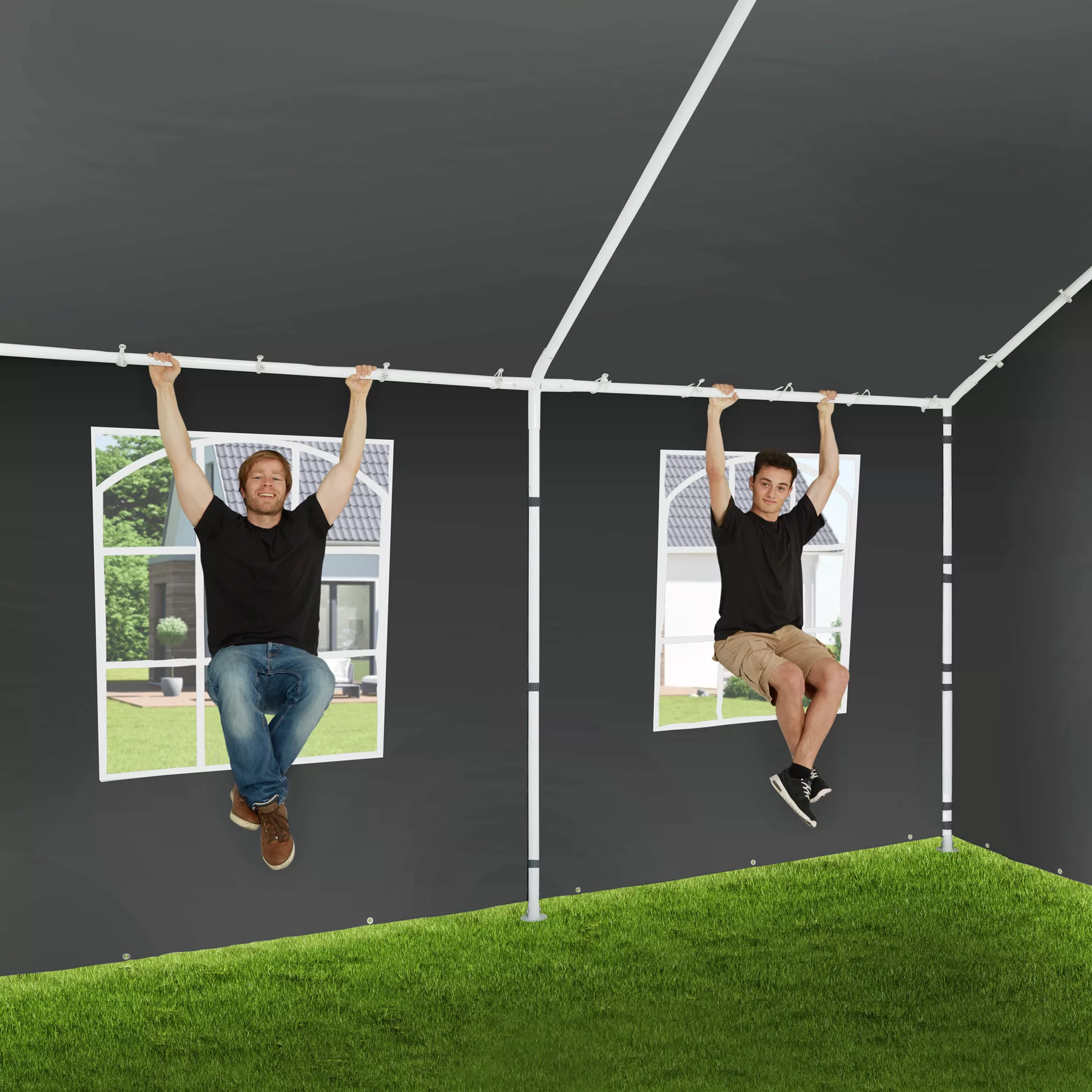 Garten Pavillon 6x4m mit 4 Seitenteilen - grau günstig online kaufen